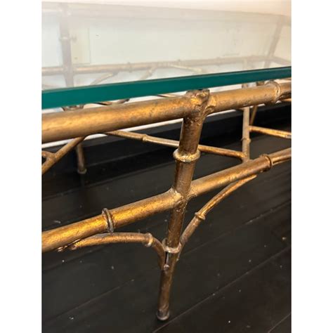 mid century chippendale faux bamboo gilded metal table bracket stretcher|Bamboo Chippendale Antique Furniture for sale .